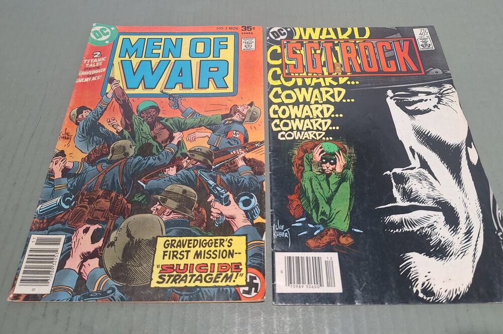 Men of War #3 1977 & Sgt Rock #407 1985 DC Comics War Lot Kubert Covers - VG